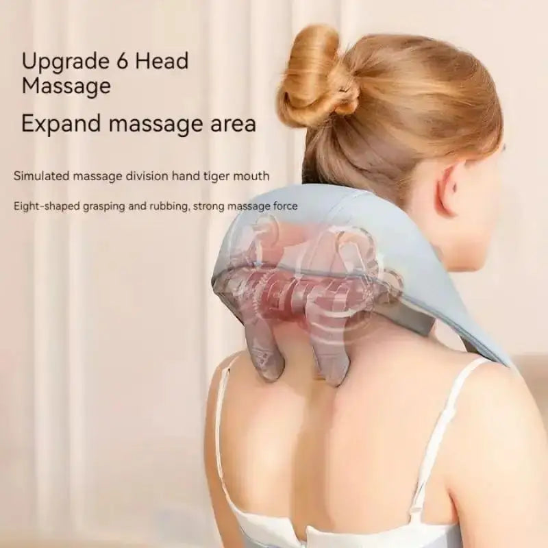 Multi-Functional Neck and Shoulder Massager U-Shaped Deep Tissue Shiatsu Electric Air Compress Kneading Back Massager